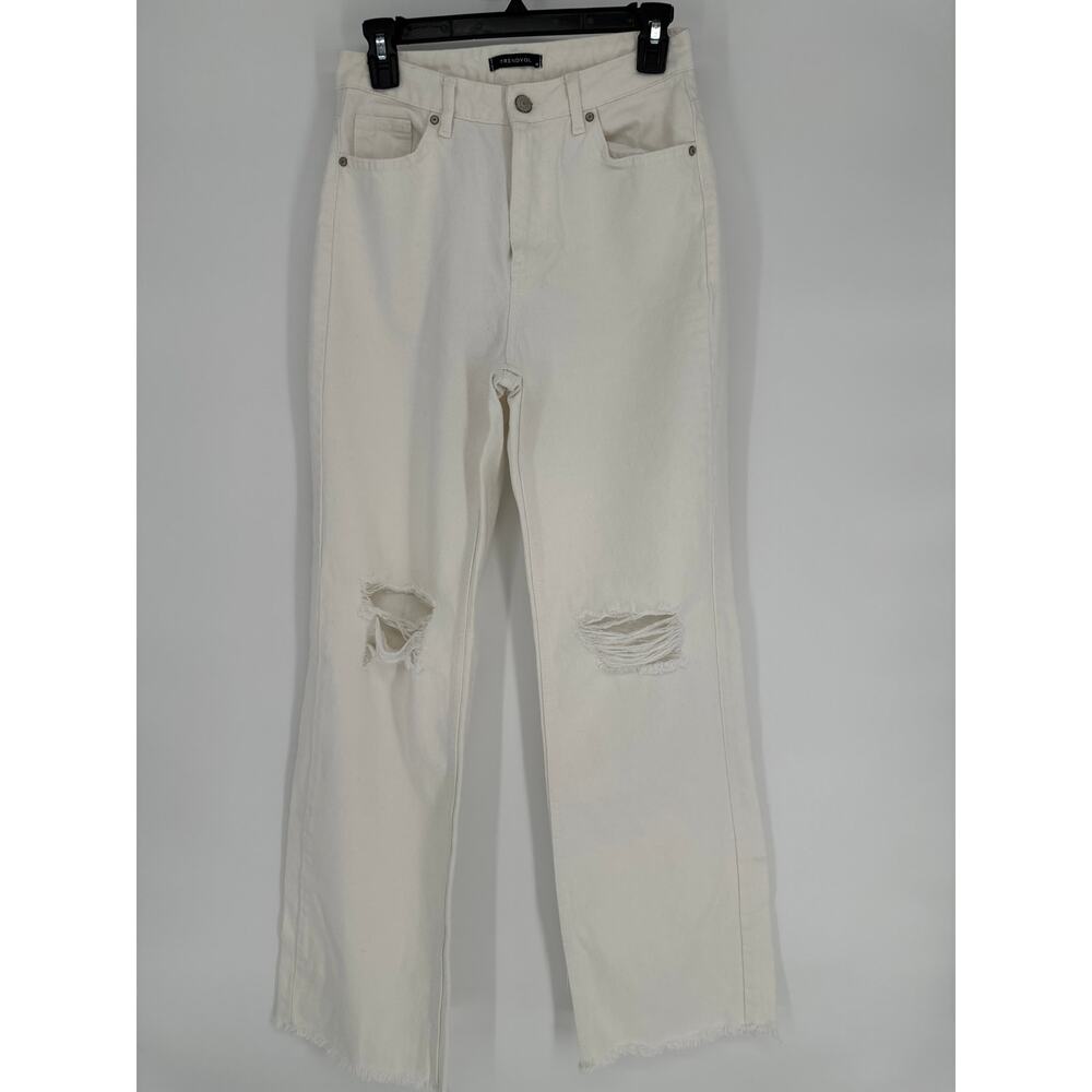 Trendyol Collection White Ripped High Waist Wide Leg Loose fit Jeans Size 6 
US